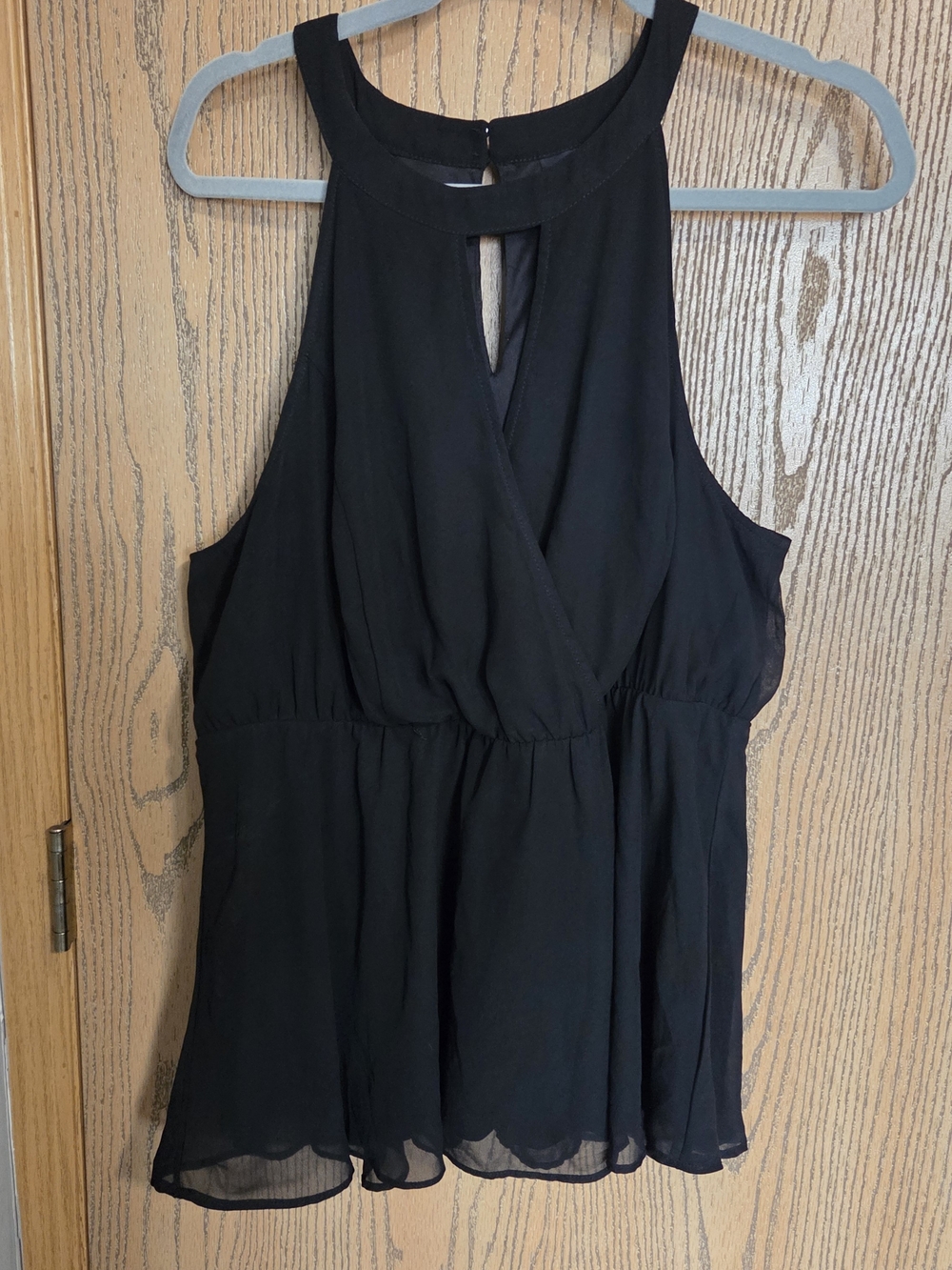 torrid Black Halter Faux-Wrap Chiffon Peplum Top